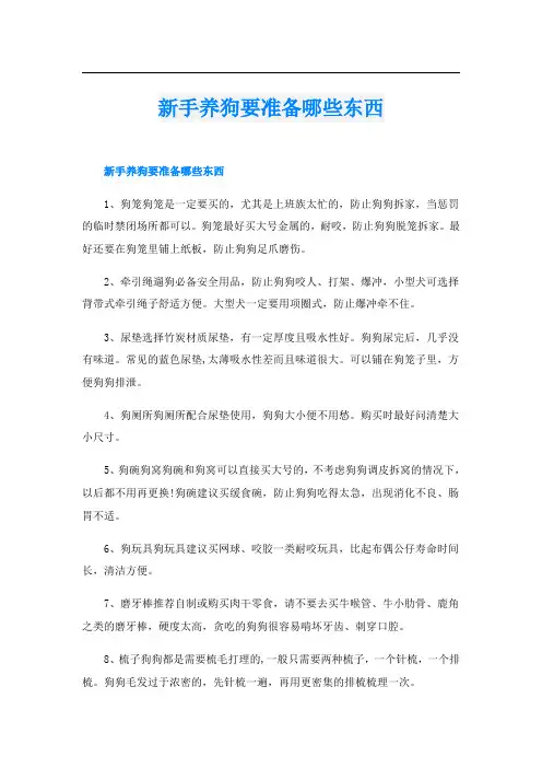 新手养狗要准备哪些东西