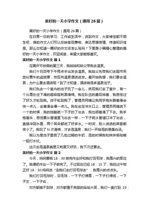 美好的一天小学作文（通用26篇）