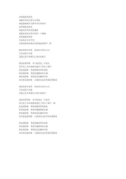 你是我的眼  歌词