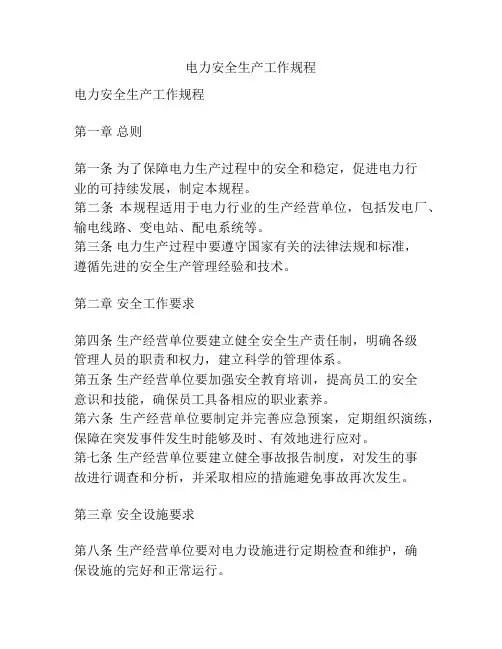 电力安全生产工作规程