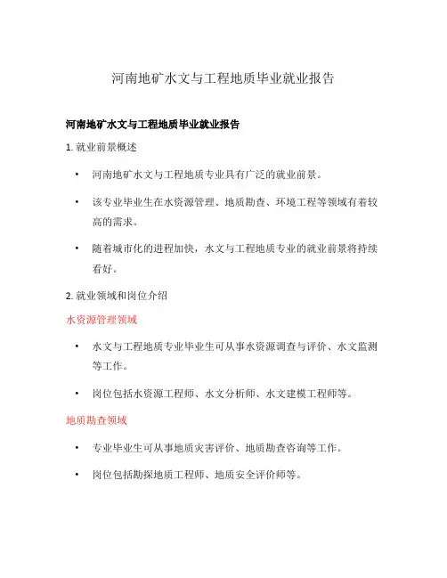 河南地矿水文与工程地质毕业就业报告