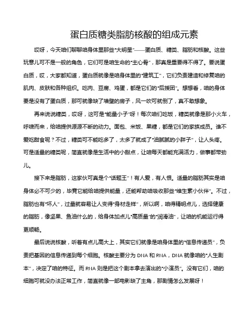 蛋白质糖类脂肪核酸的组成元素
