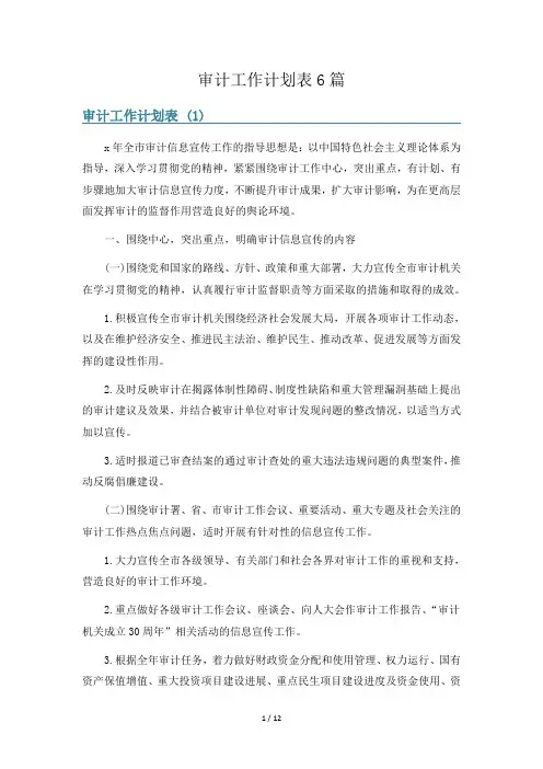 审计工作计划表6篇