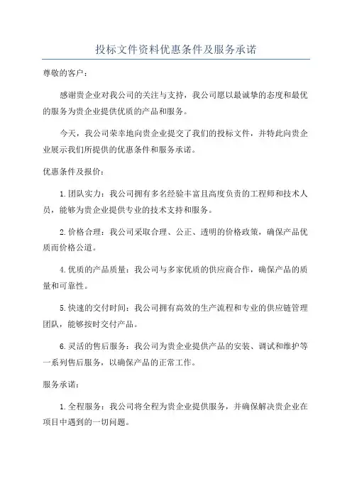 投标文件资料优惠条件及服务承诺