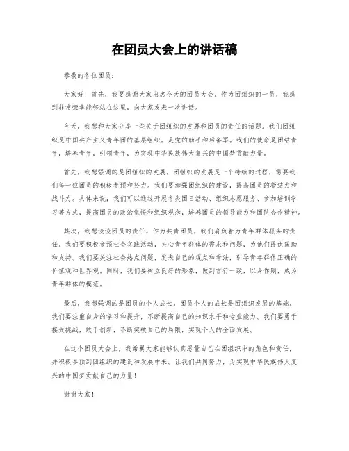 在团员大会上的讲话稿
