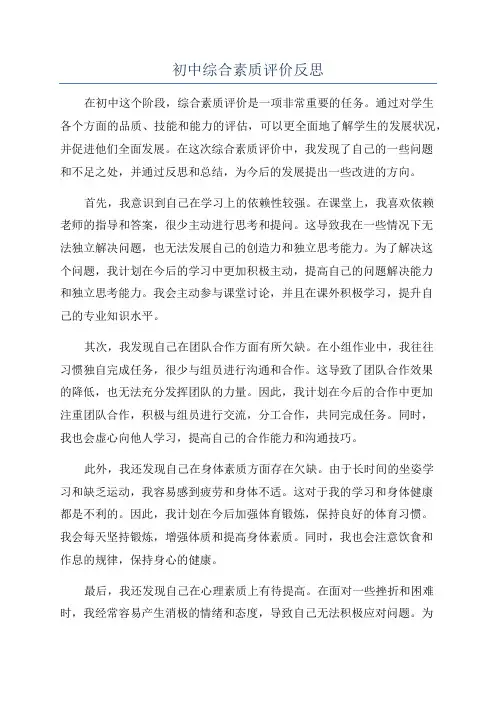 初中综合素质评价反思