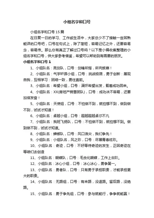 小组名字和口号