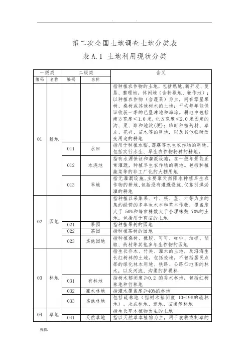 二调地类分类表