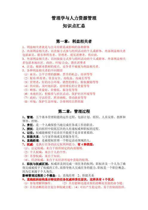 管理学与人力资源知识点汇总