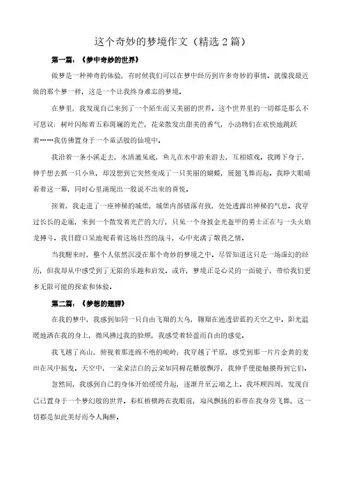 这个奇妙的梦境 作文(精选2篇)