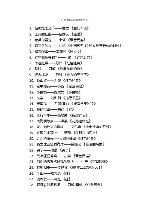 好听的军旅歌曲大全_励志歌曲