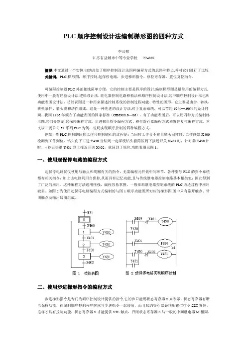 PLC顺序控制梯形图的四种方式