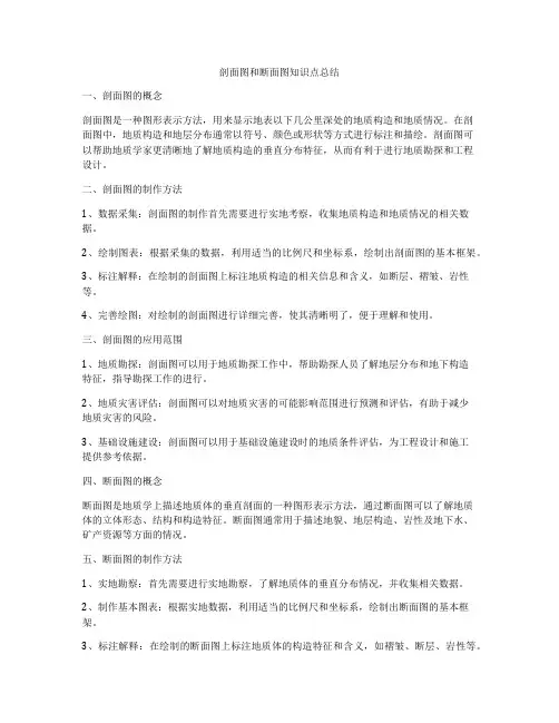 剖面图和断面图知识点总结