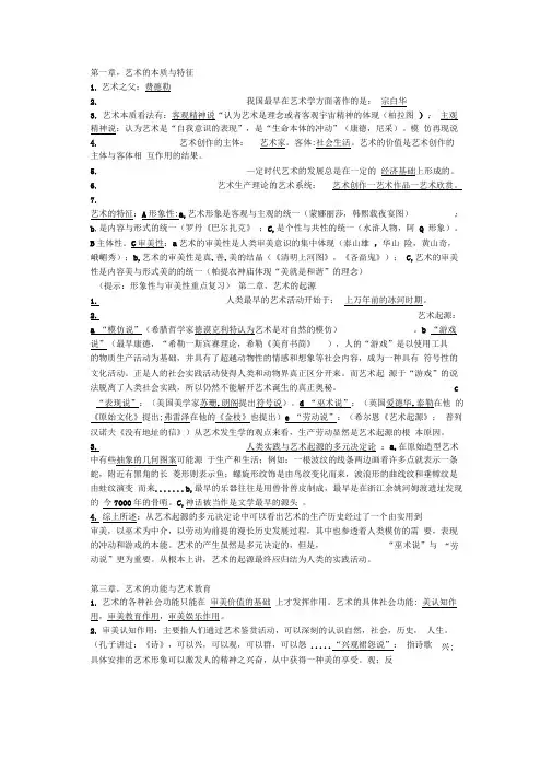 艺术概论各章节考试重点总结