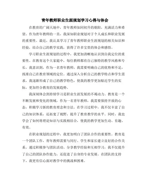 青年教师职业生涯规划学习心得与体会