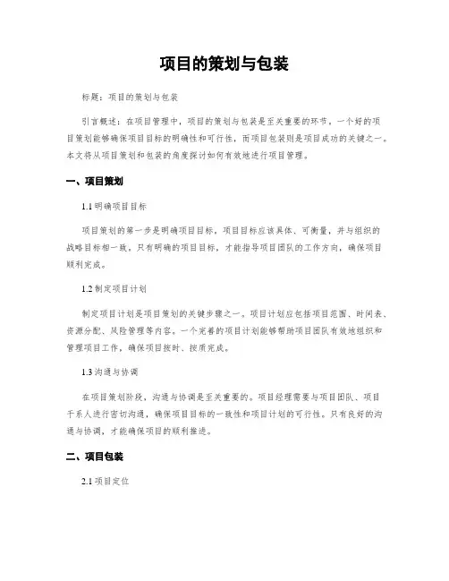 项目的策划与包装