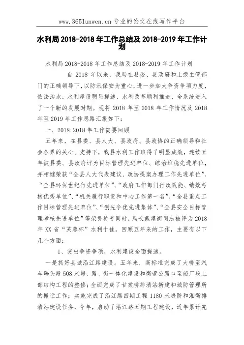 水利局-年工作总结及-年工作计划
