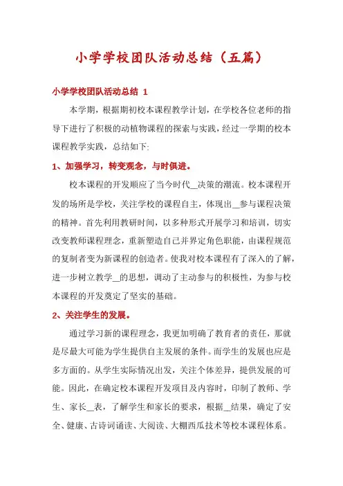 小学学校团队活动总结(五篇)