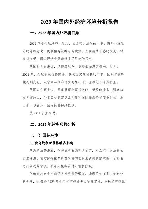 2023年国内外经济环境分析报告
