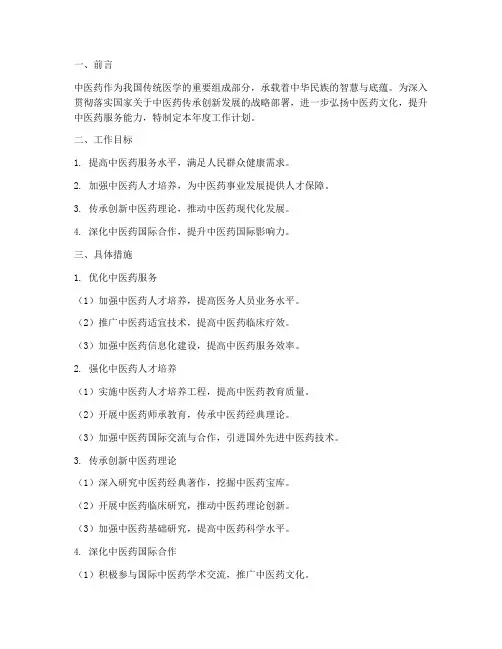 中医传承年度工作计划