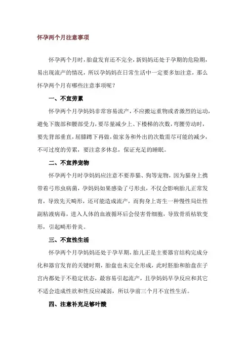 怀孕两个月注意事项