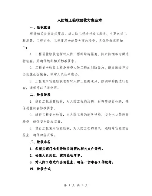 人防竣工验收验收方案范本