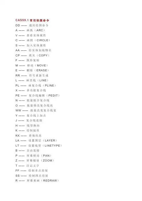 CASS9.1常用快捷命令