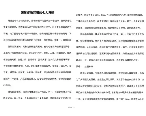 国际市场营销的七大策略
