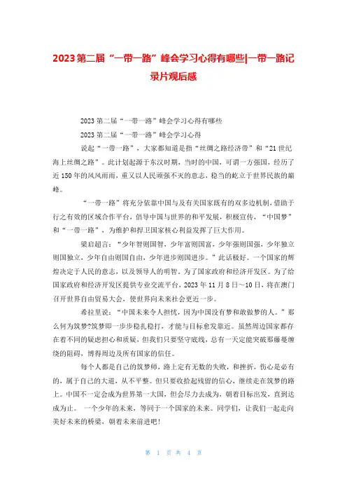 2023第二届“一带一路”峰会学习心得有哪些-一带一路记录片观后感