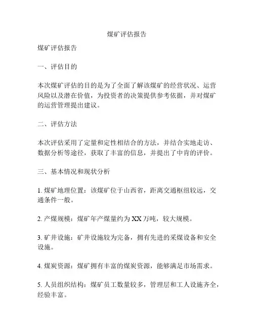 煤矿评估报告