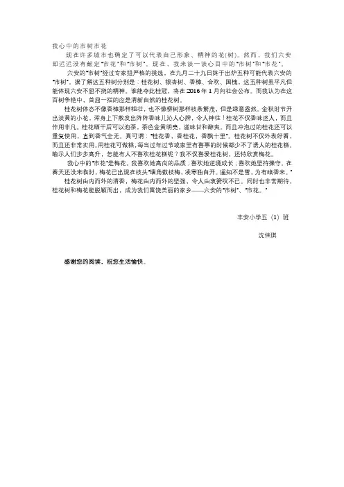 我心中的市树市花