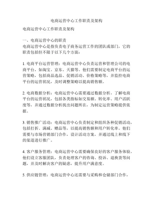电商运营中心工作职责及架构