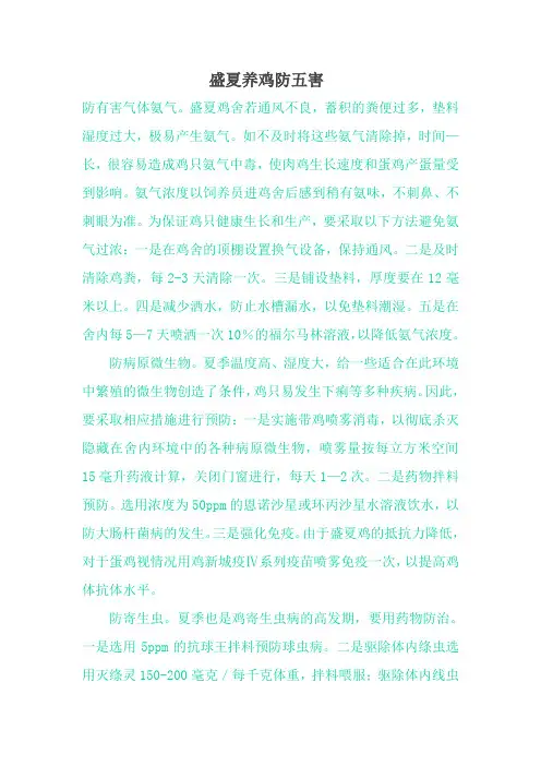 盛夏养鸡防五害