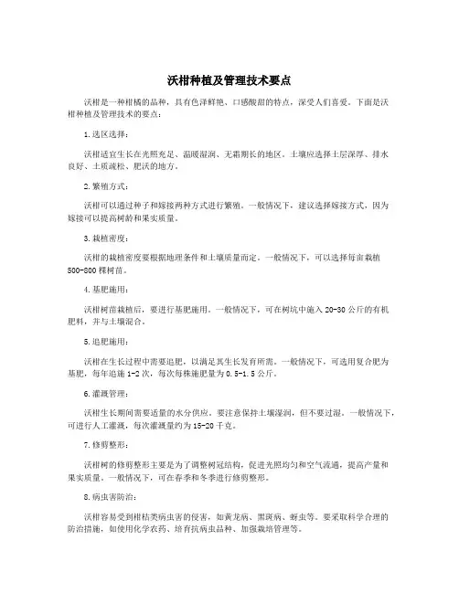 沃柑种植及管理技术要点