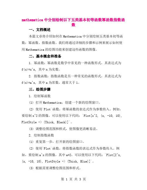 mathematica中分别绘制以下五类基本初等函数幂函数指数函数