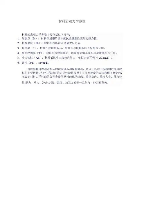 材料宏观力学参数
