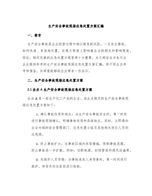 生产安全事故现场应急处置方案汇编