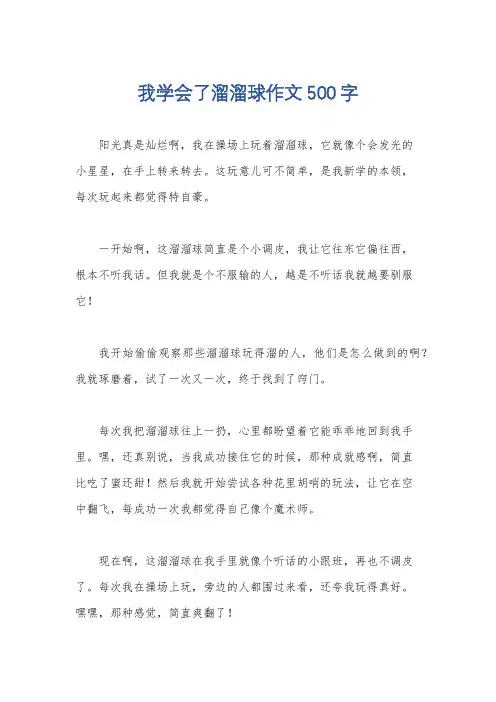 我学会了溜溜球作文500字