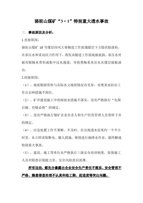 骆驼山煤矿事故的原因和影响