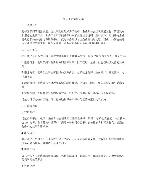 公共平台运营方案