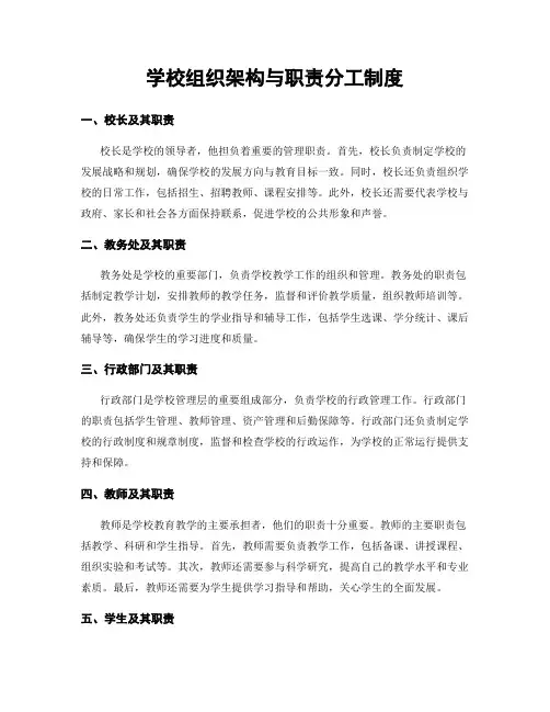学校组织架构与职责分工制度