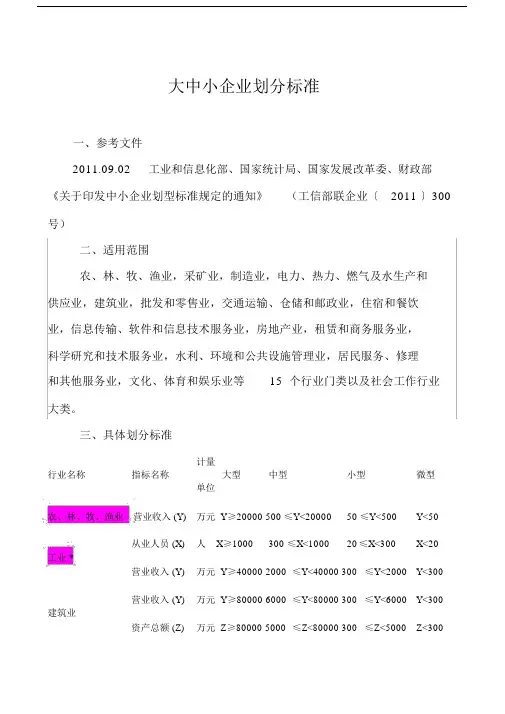 大中小企业划分标准.docx