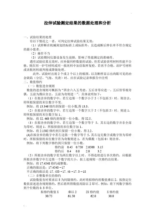 拉伸试验测定结果的数据处理和分析