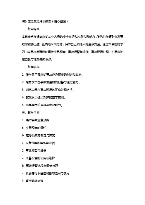 煤矿应急救援培训教案(精心)