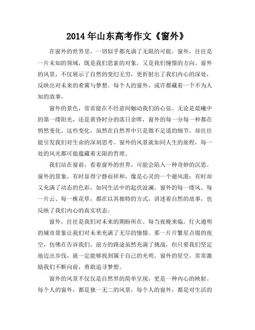 2014年山东高考作文《窗外》