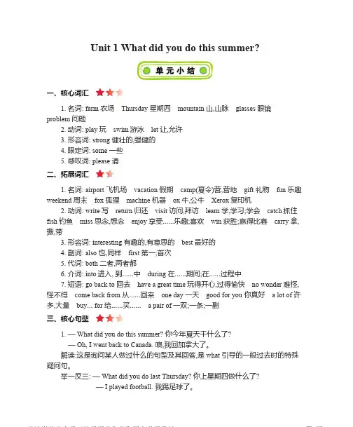 六年级上册英语北京课改版知识要点