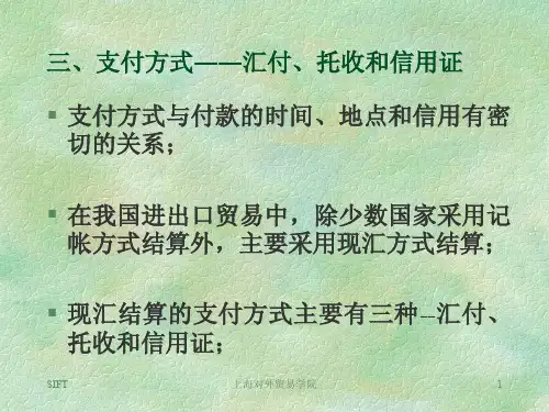 三、支付方式――汇付、托收和信用证