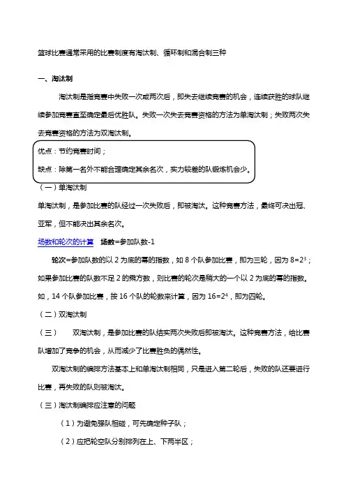 篮球比赛规则与编排