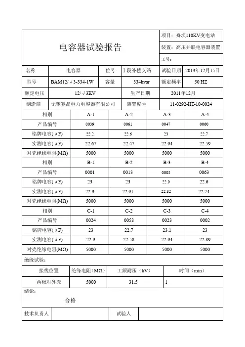 电容器器试验报告