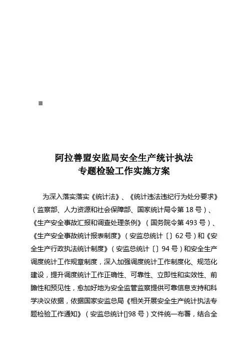 局安全生产统计执法专项检查工作实施方案样本